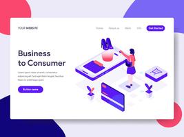 Landing page template of Business to Consumer Illustration Concept. Isometric flat design concept of web page design for website and mobile website.Vector illustration vector