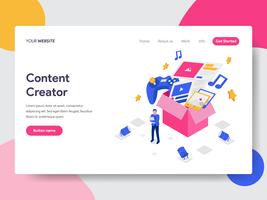Landing page template of Content Creator Illustration Concept. Isometric flat design concept of web page design for website and mobile website.Vector illustration