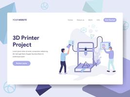 Landing page template of 3D Printer Illustration Concept. Isometric flat design concept of web page design for website and mobile website.Vector illustration