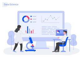 Data Science Illustration Concept. Modern flat design concept of web page design for website and mobile website.Vector illustration vector