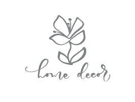 Home decor hand drawn simple floral icon vector from nature florist logo.