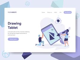 Plantilla de la página de aterrizaje del concepto del ejemplo de la tableta del dibujo. Concepto de diseño plano isométrico de diseño de página web para sitio web y sitio web móvil. Ilustración de vector