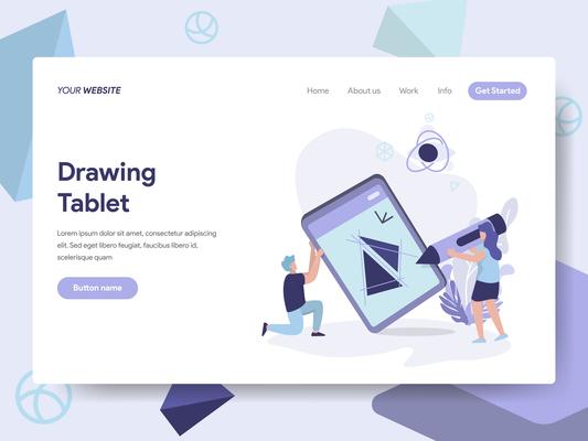 Landing page template of Drawing Tablet Illustration Concept. Isometric flat design concept of web page design for website and mobile website.Vector illustration