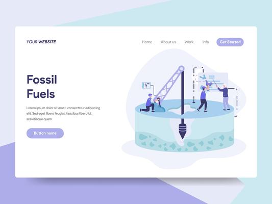 Landing page template of Fossil Fuel Illustration Concept. Isometric flat design concept of web page design for website and mobile website.Vector illustration