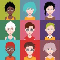 Conjunto de coloridos avatares de personajes. vector