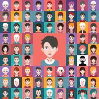 Set of colorful avatars of characters vector