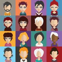 Conjunto de coloridos avatares de personajes. vector