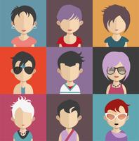 Set of colorful avatars of characters vector