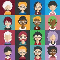 Conjunto de coloridos avatares de personajes. vector