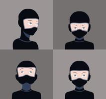 Set of colorful avatars of characters vector