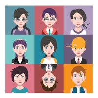 Set of colorful avatars of characters vector