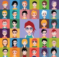 Set of colorful avatars of characters vector