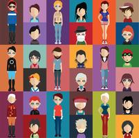 Set of colorful avatars of characters vector