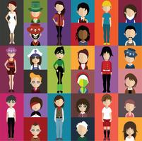 Conjunto de coloridos avatares de personajes. vector