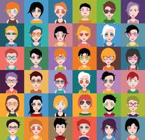 Set of colorful avatars of characters vector