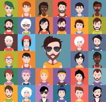 Conjunto de coloridos avatares de personajes. vector