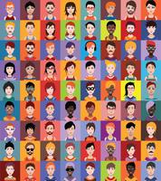 Conjunto de coloridos avatares de personajes. vector