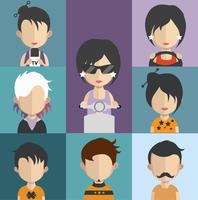 Set of colorful avatars of characters vector