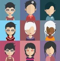 Set of colorful avatars of characters vector