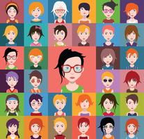 Set of colorful avatars of characters vector