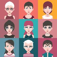 Set of colorful avatars of characters vector