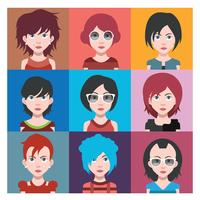 Conjunto de coloridos avatares de personajes. vector