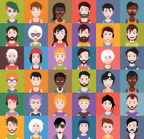 Conjunto de coloridos avatares de personajes. vector