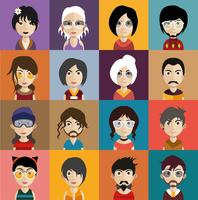 Conjunto de coloridos avatares de personajes. vector