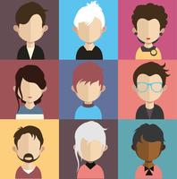 Conjunto de coloridos avatares de personajes. vector