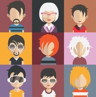 Conjunto de coloridos avatares de personajes. vector