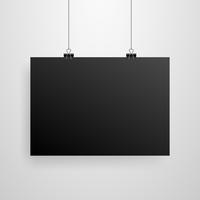Mock-Up Realistic Black Poster Hanging vector
