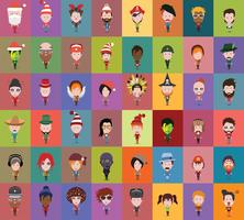 Set of colorful avatars of characters vector