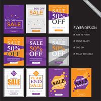 Flyer design for Sale , concept sale flyer bunting orange purple color vector illustration