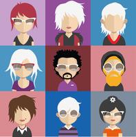 Conjunto de coloridos avatares de personajes. vector