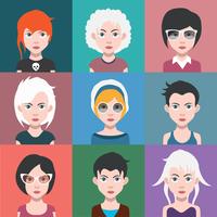 Conjunto de coloridos avatares de personajes. vector