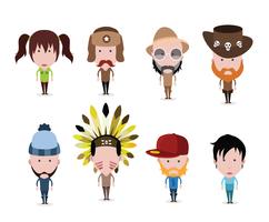 Set of colorful avatars of characters vector