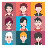 Conjunto de coloridos avatares de personajes. vector