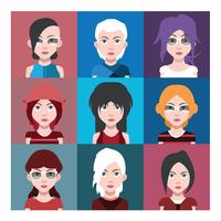 Conjunto de coloridos avatares de personajes. vector