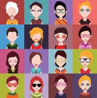 Conjunto de coloridos avatares de personajes. vector