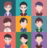 Conjunto de coloridos avatares de personajes. vector