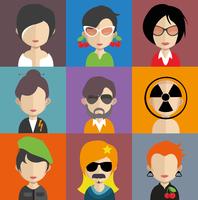 Set of colorful avatars of characters vector