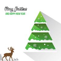 Feliz Navidad y feliz año nuevo tarjeta de decoración con fondo de Vector de Bokeh de escama de nieve