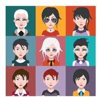 Set of colorful avatars of characters vector