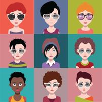 Set of colorful avatars of characters vector