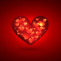 beautiful heart in red background vector
