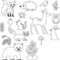 Woodland Animals Sellos Digitales Clipart vector