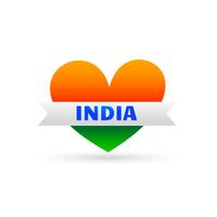 love india symbol with heart and ribbon vector
