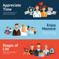 Stages of life concept banners set vector