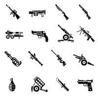 Weapon Icons Black vector