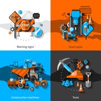 Iconos de reparación de carreteras vector